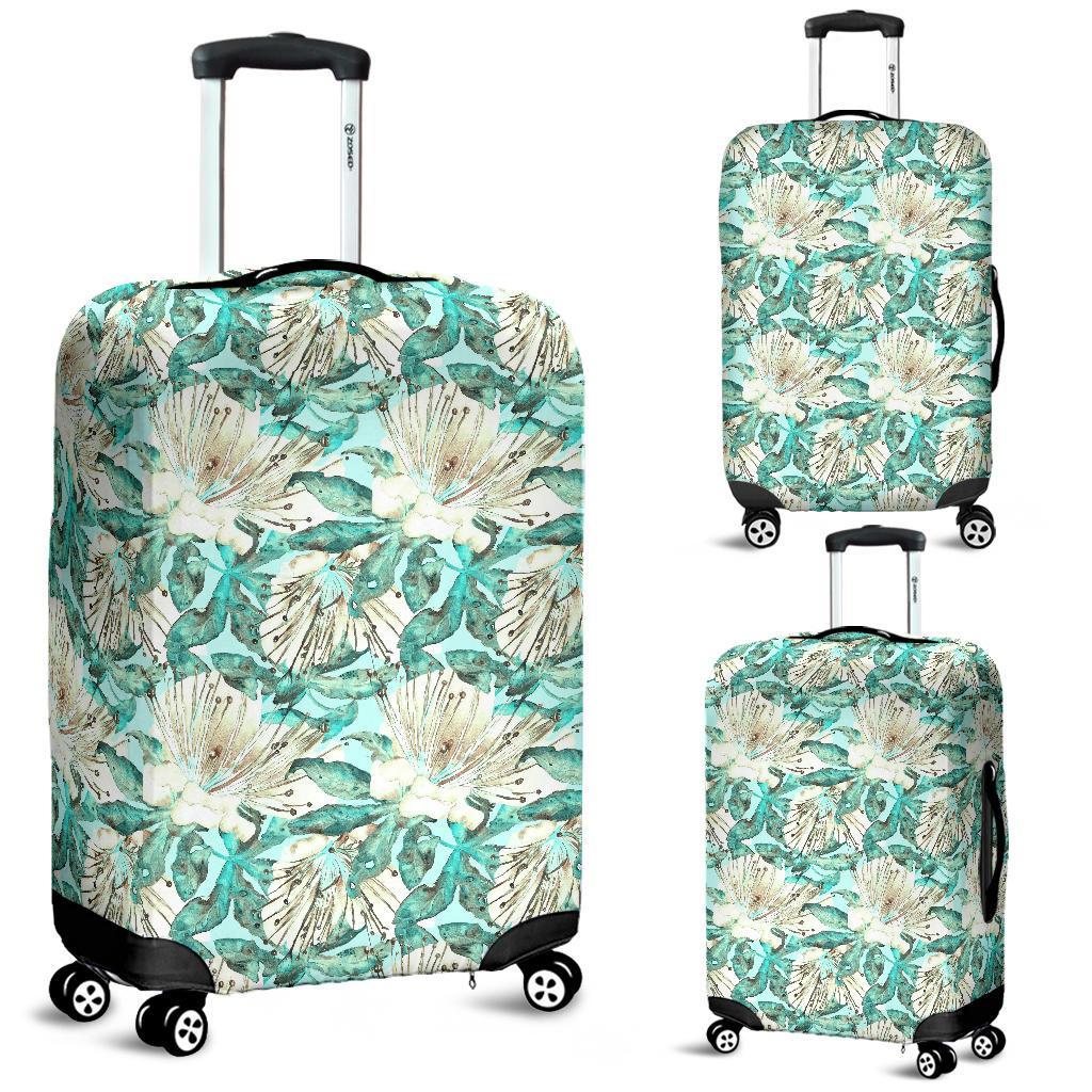 Hawaii Tropical Blue Luggage Cover White - Polynesian Pride