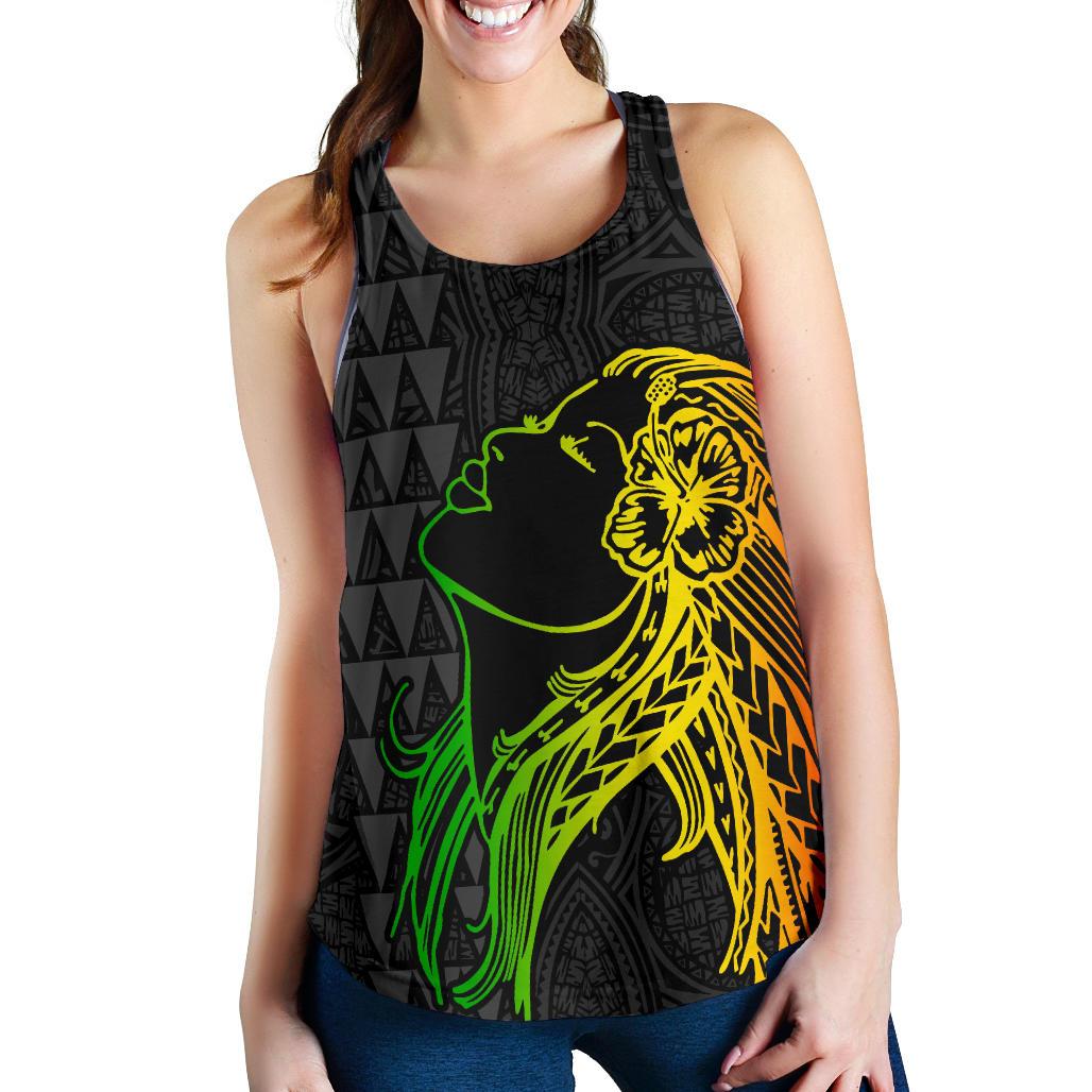 Hula Girl And Turtle Hibiscus Women's Racerback Tank - Polynesian Pride