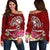 Guam Custom Personalised Women's Off Shoulder Sweater - Turtle Plumeria (Red) - Polynesian Pride