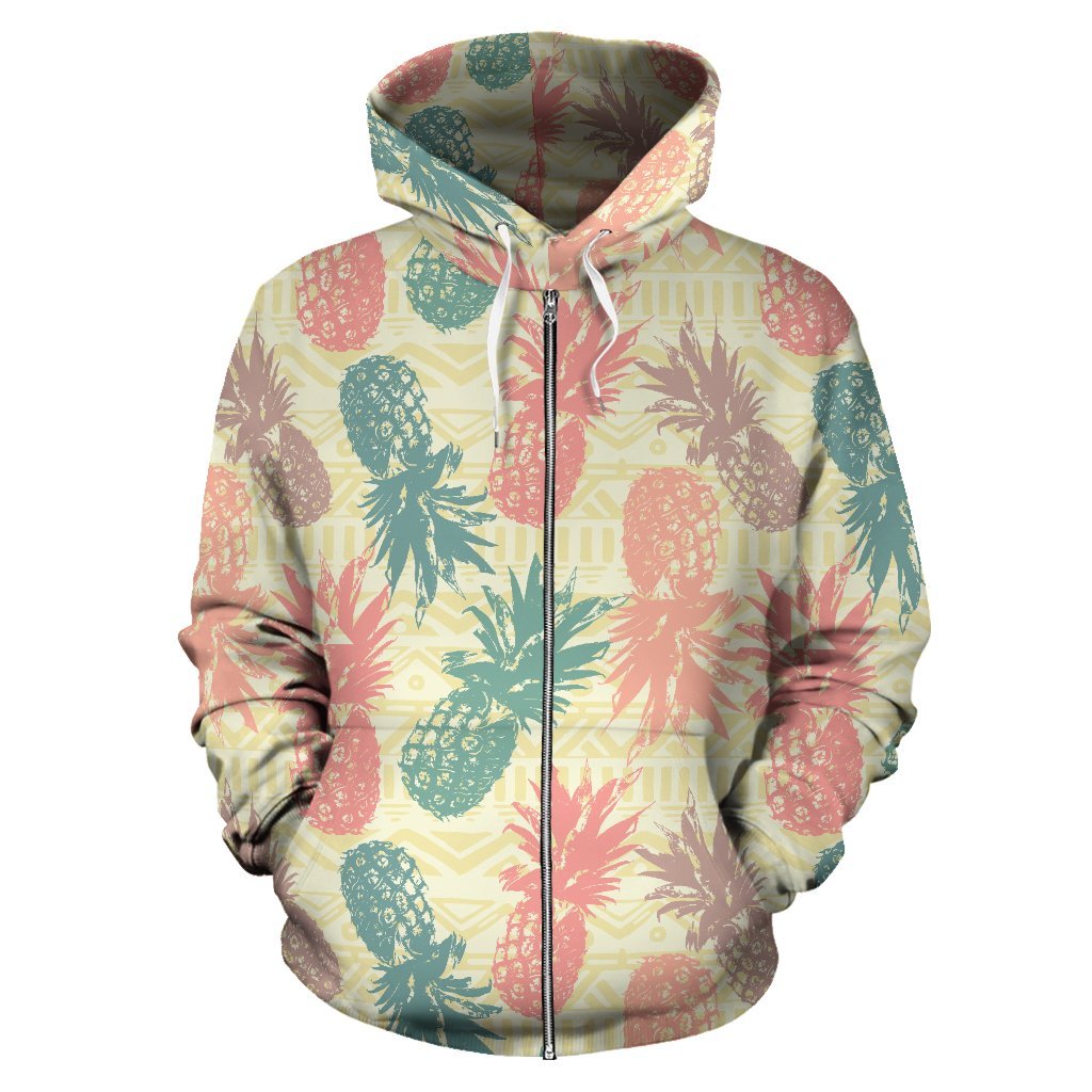 Polynesian Zip up Hoodie Pineapple Pattern A0 - Polynesian Pride