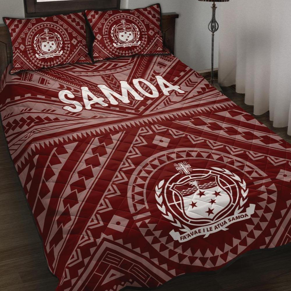 Samoa Quilt Bed Set - Samoa Seal In Polynesian Tattoo Style (Red) Red - Polynesian Pride