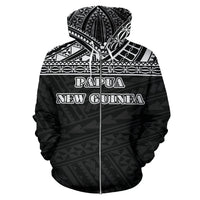 Papua New Guinea All Over Zip up Hoodie Polynesian Black Version - Polynesian Pride