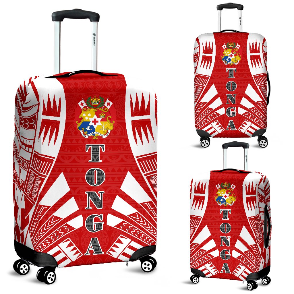 Tonga Luggage Cover - Polynesian Tattoo Flag Red - Polynesian Pride