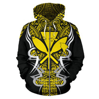 Kanaka Map Zip up Hoodie Yellow Armor Style - Polynesian Pride