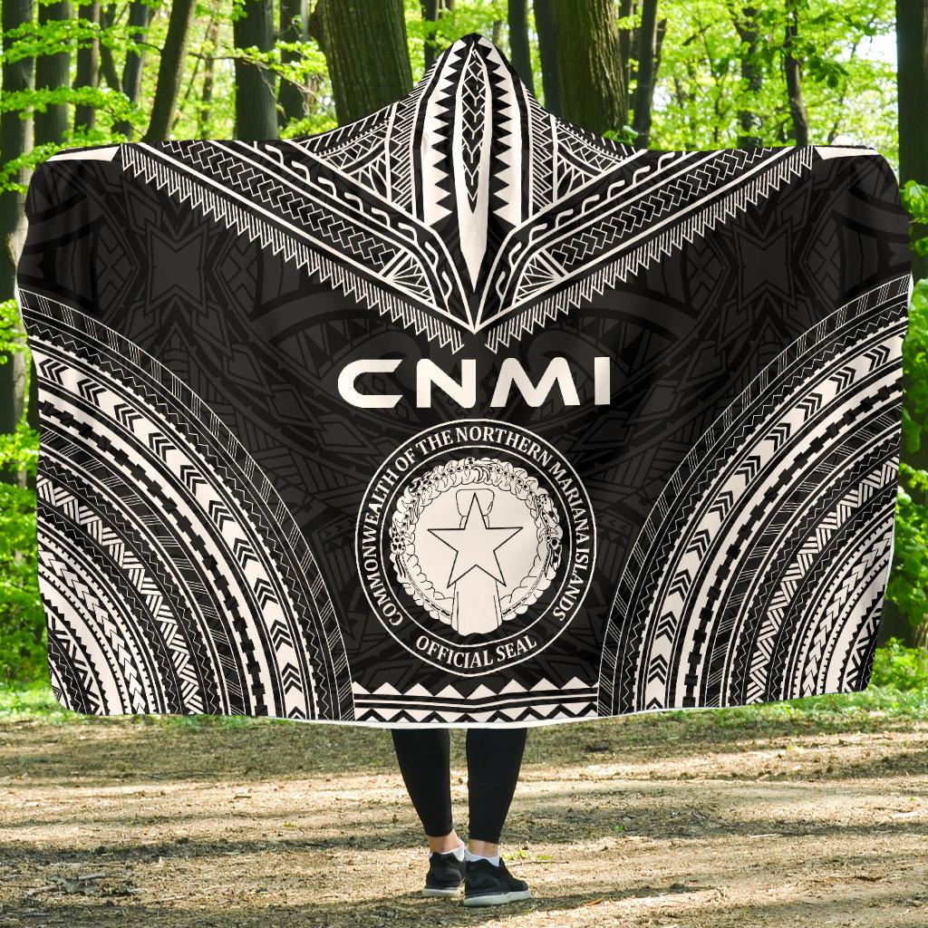 Northern Mariana Islands Polynesian Chief Hooded Blanket - Black Version Hooded Blanket Black - Polynesian Pride