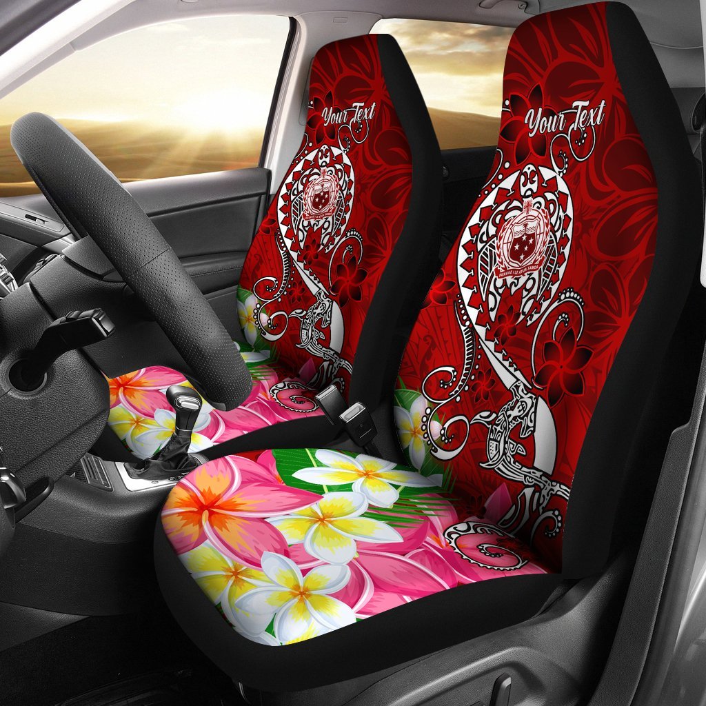 Samoa Custom Personalised Car Seat Cover - Turtle Plumeria (Red) Universal Fit Red - Polynesian Pride