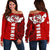 Tonga Polynesian Off Shoulder Sweater - Tonga Wings Red - Polynesian Pride