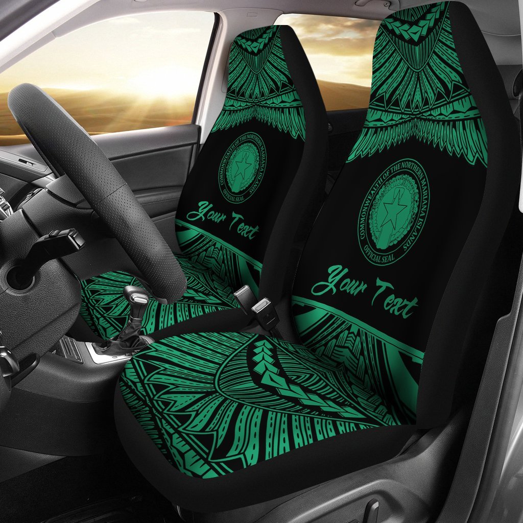 Northern Mariana Islands Polynesian Custom Personalised Car Seat Covers - Pride Green Version Universal Fit Green - Polynesian Pride