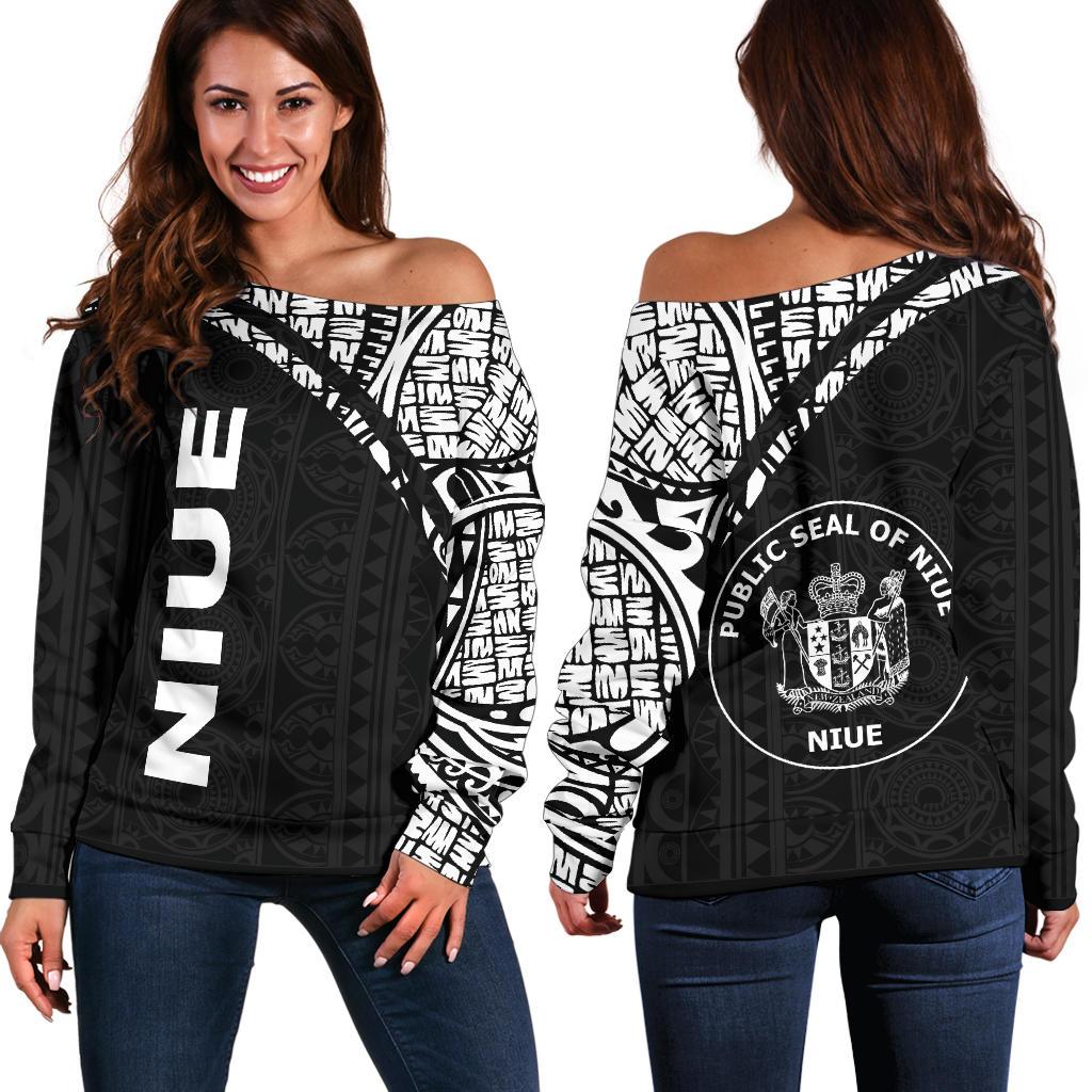 Niue Women's Off Shoulder Sweater - Curve Style Black - Polynesian Pride