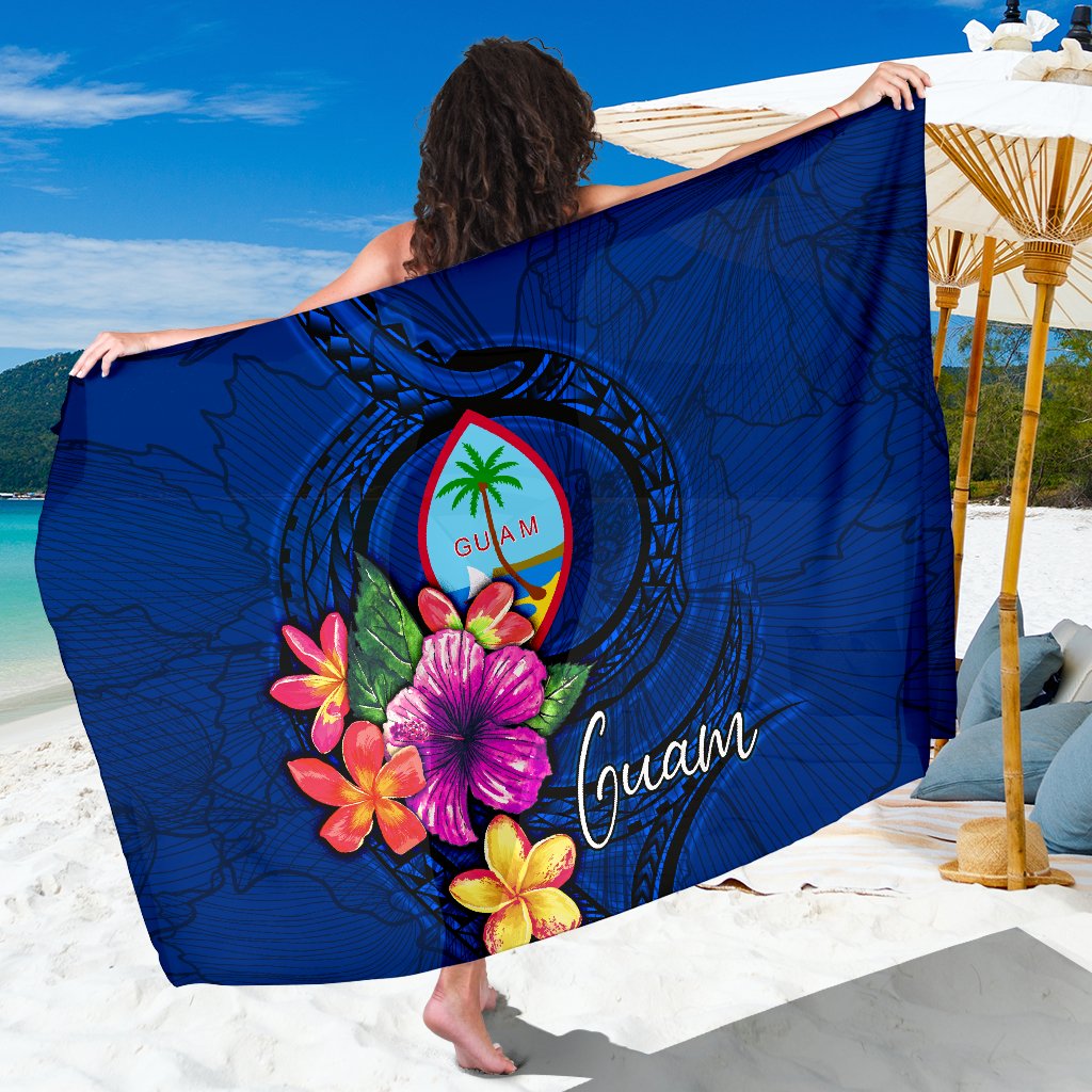 Guam Polynesian Sarong - Floral With Seal Blue Women One Size Blue - Polynesian Pride