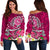 Tahiti Women's Off Shoulder Sweater - Turtle Plumeria (Pink) Pink - Polynesian Pride