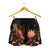 Nauru Polynesian Women's Shorts - Turtle With Blooming Hibiscus Gold - Polynesian Pride