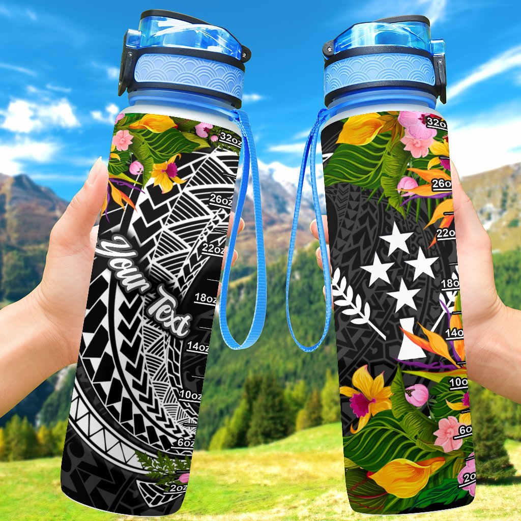 Kosrae State Custom Personalised Hydro Tracking Bottle - Seal Spiral Polynesian Patterns Hydro Tracking Bottle - Kosrae 32oz Large Black - Polynesian Pride