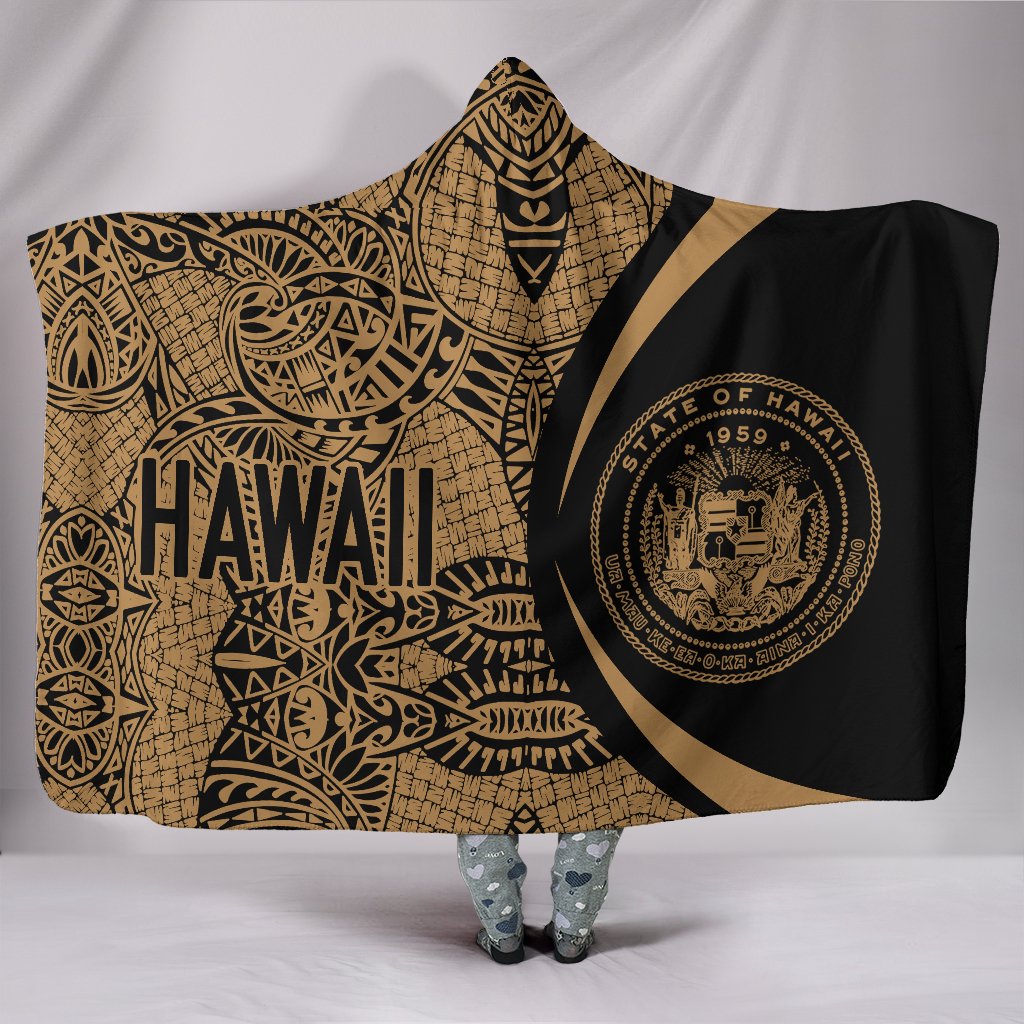 Hawaii Polynesian Hooded Blanket - Circle Style 06 Hooded Blanket White - Polynesian Pride