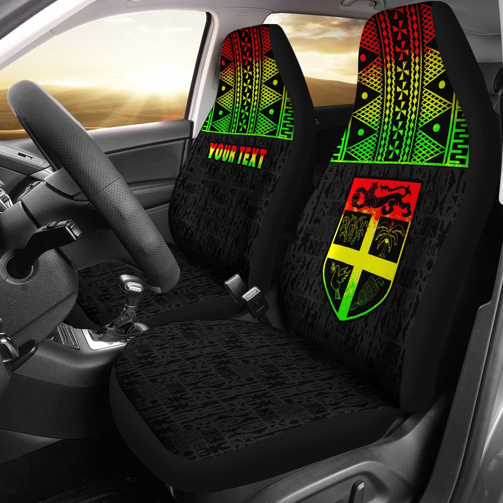 Fiji Tapa Custom Personalised Car Seat Covers - Fiji Reggae FLag Universal Fit Reggae - Polynesian Pride