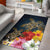 Hawaii Honu Hibiscus Galaxy Rug Black - Polynesian Pride