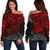 Samoa Polynesian Off Shoulder Sweater (Women) - Red Turtle Flowing RED - Polynesian Pride