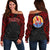 Tahiti Women's Off Shoulder Sweater - Red Tattoo Version Red - Polynesian Pride