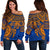 Marshall Islands Polynesian Off Shoulder Sweater (Women) - Blue Turtle Blue - Polynesian Pride