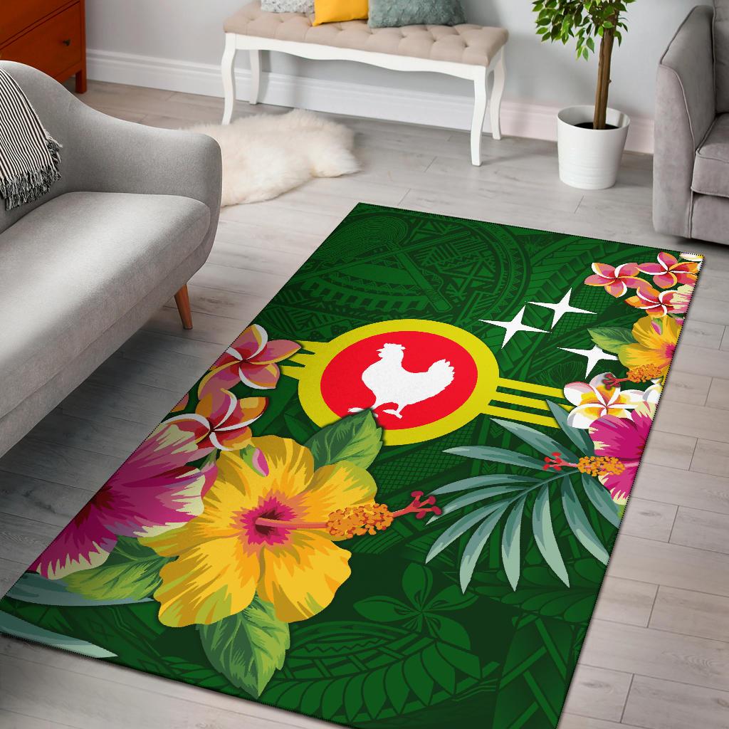 American Samoa Area Rug - Manu'atele Hibiscus Flag Green - Polynesian Pride