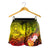 Guam Custom Personalised Women's Shorts - Humpback Whale with Tropical Flowers (Yellow) - Polynesian Pride