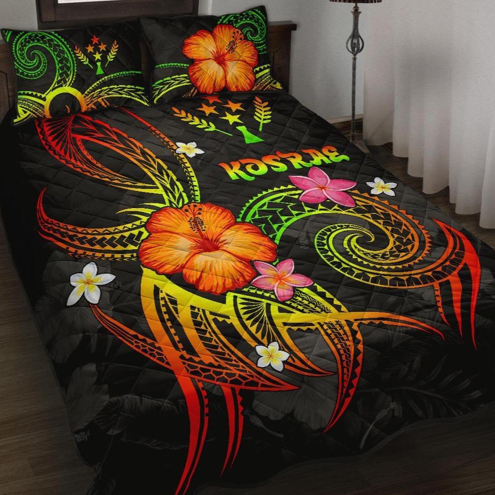 Kosrae Polynesian Quilt Bed Set - Legend of Kosrae (Reggae) Art - Polynesian Pride