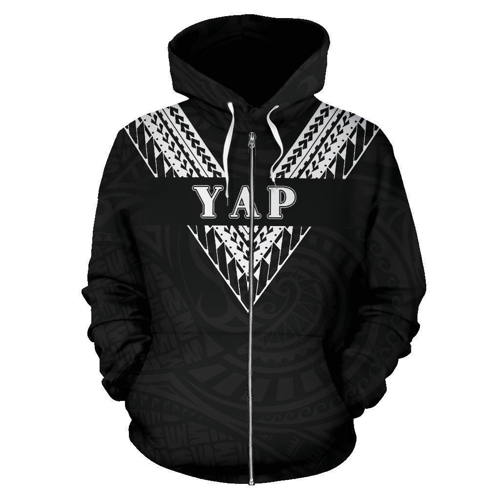 Yap All Over Zip up Hoodie Black Sailor Style - Polynesian Pride