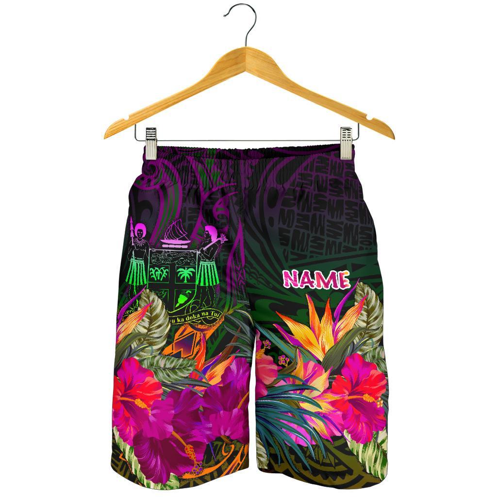 Fiji Personalised Men's Shorts - Summer Hibiscus - Polynesian Pride