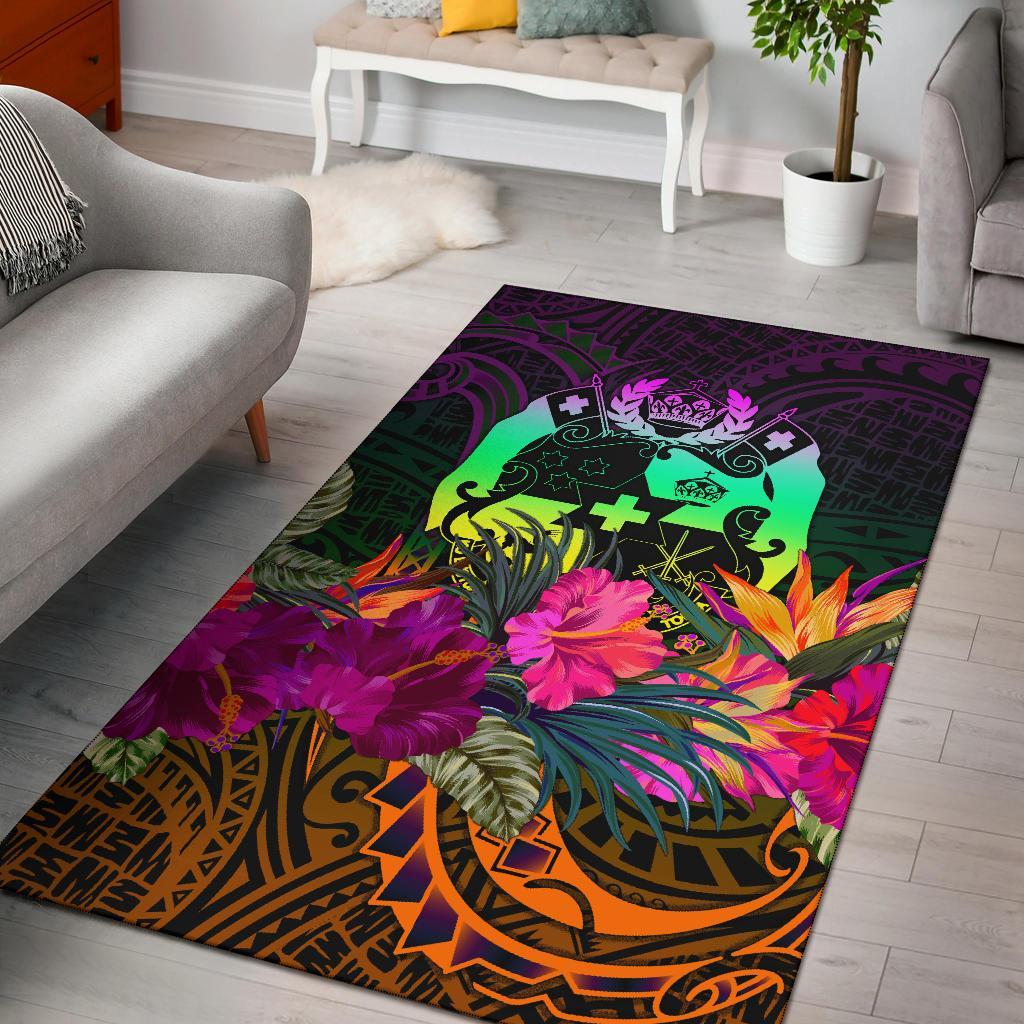 Tonga Polynesian Area Rug - Summer Hibiscus Reggae - Polynesian Pride