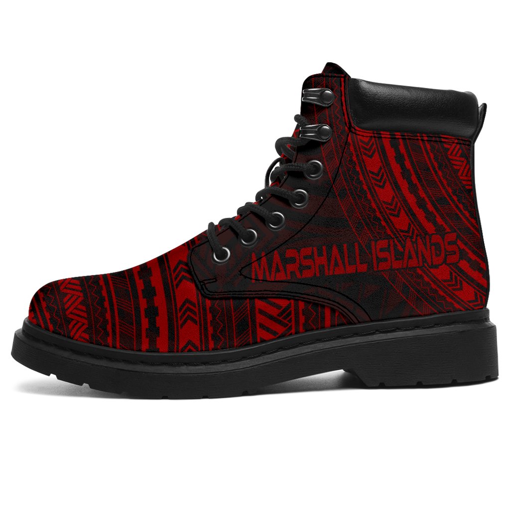 Marshall Islands Leather Boots - Polynesian Red Chief Version Red - Polynesian Pride