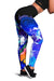 American Samoa Polynesian Women's Leggings - Humpback Whale with Tropical Flowers (Blue) - Polynesian Pride