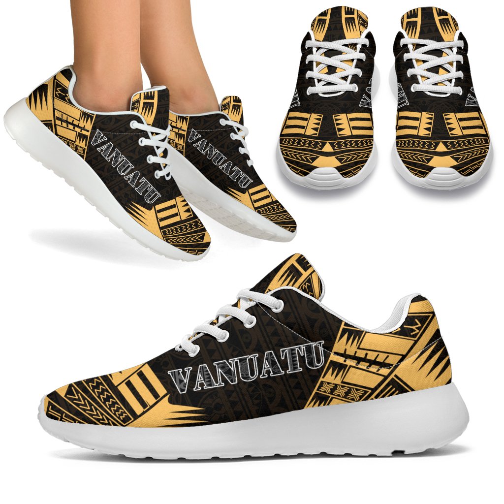 Vanuatu Sport Sneakers - Polynesian Tattoo Gold White - Polynesian Pride