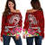 Samoa Custom Personalised Women's Off Shoulder Sweater - Turtle Plumeria (Red) Red - Polynesian Pride