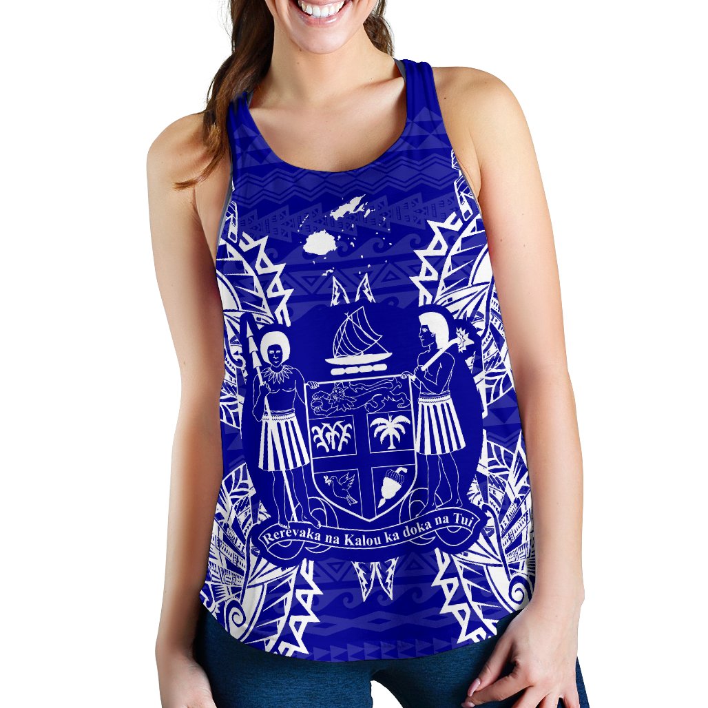 Fiji Polynesian Women Tank Top Map Blue Blue - Polynesian Pride