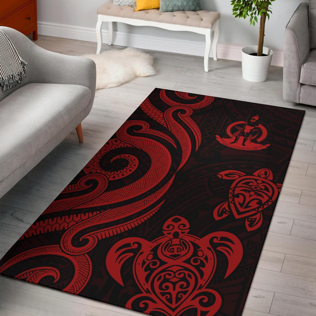 Vanuatu Area Rug - Red Tentacle Turtle Red - Polynesian Pride