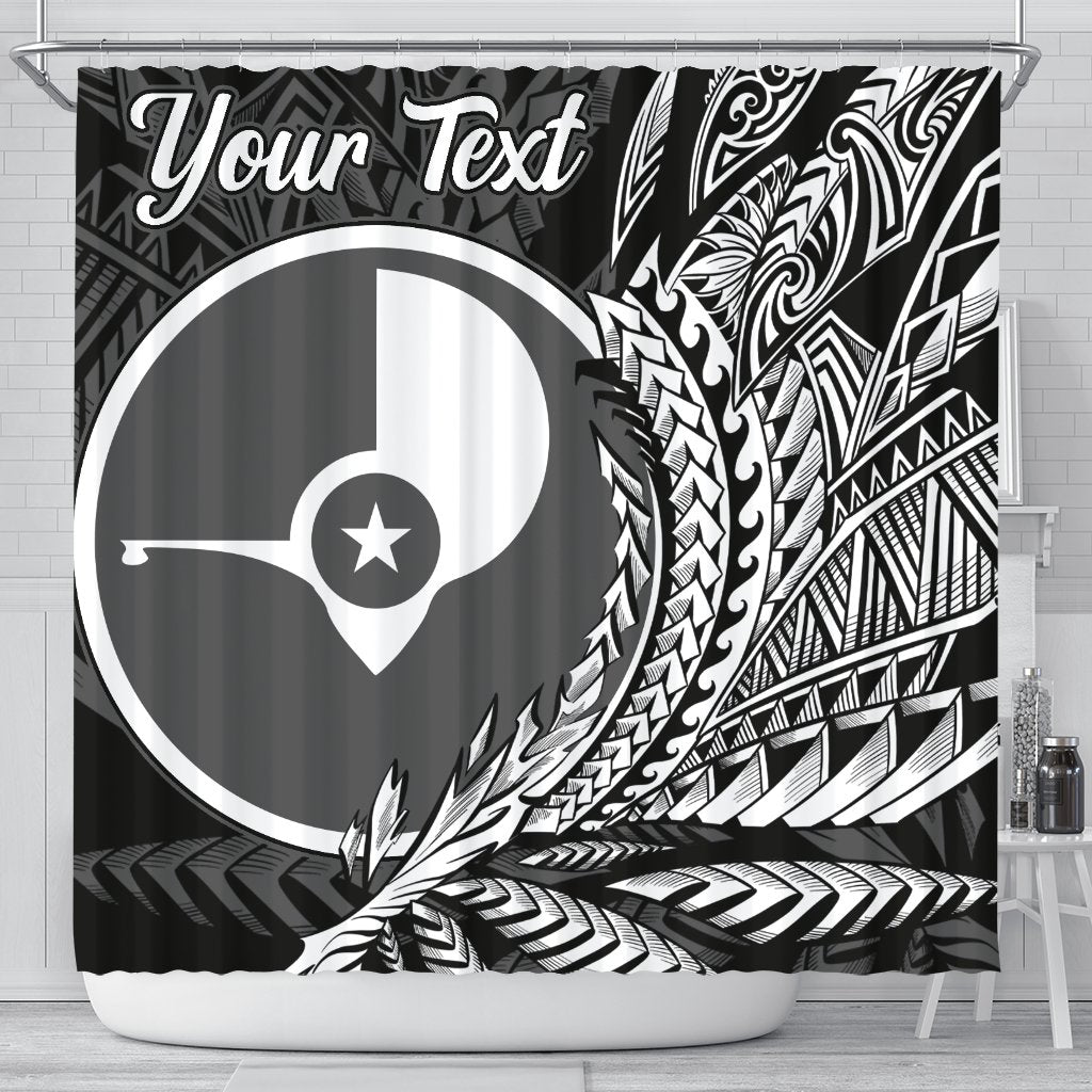 Yap State Shower Curtains - Custom Personalised Wings Style 177 x 172 (cm) Black - Polynesian Pride