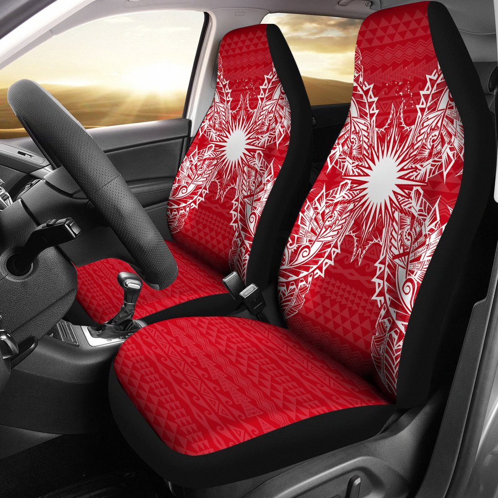 Marshall Islands Car Seat Cover - Marshall Islands Flag Map Red White Universal Fit Red - Polynesian Pride