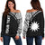 Nauru Custom Personalised Women's Off Shoulder Sweater - Curve Style Black - Polynesian Pride