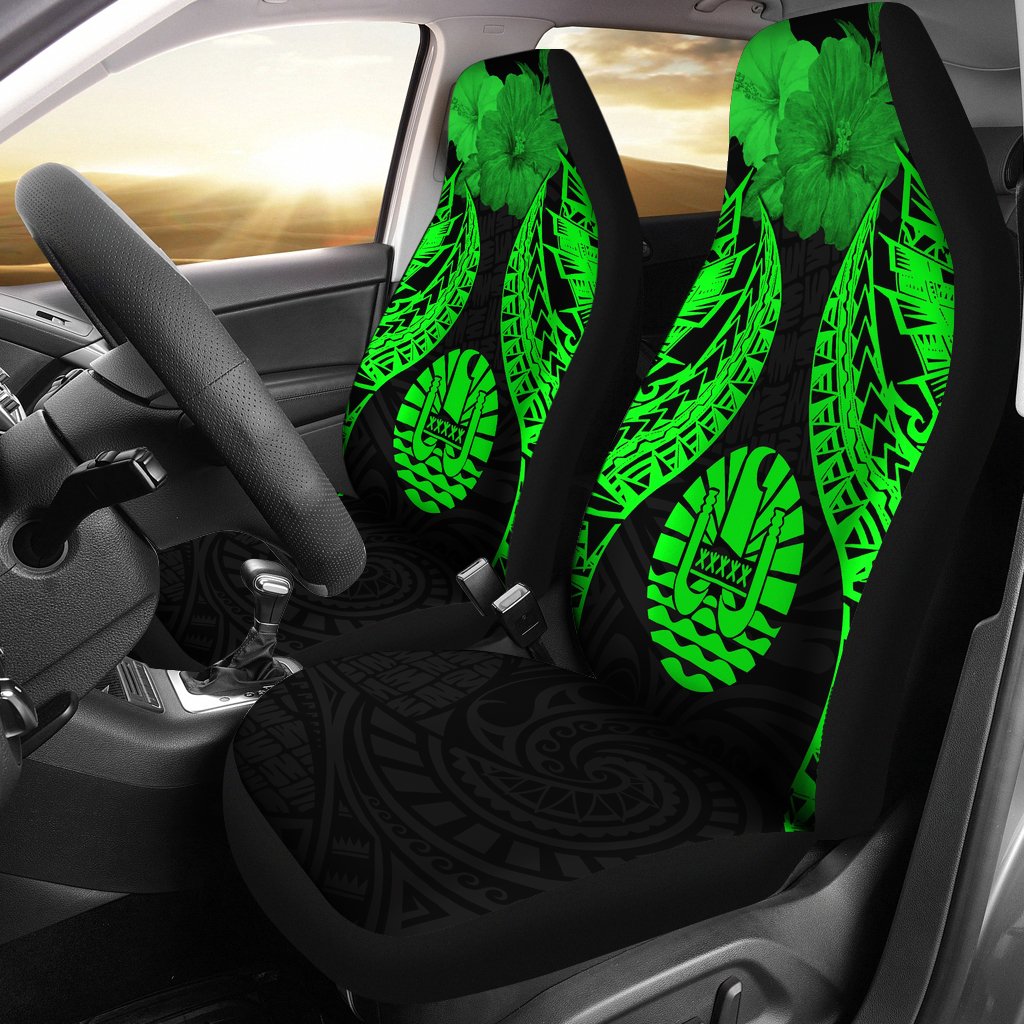 Tahiti Polynesian Car Seat Covers Pride Seal And Hibiscus Green Universal Fit Green - Polynesian Pride