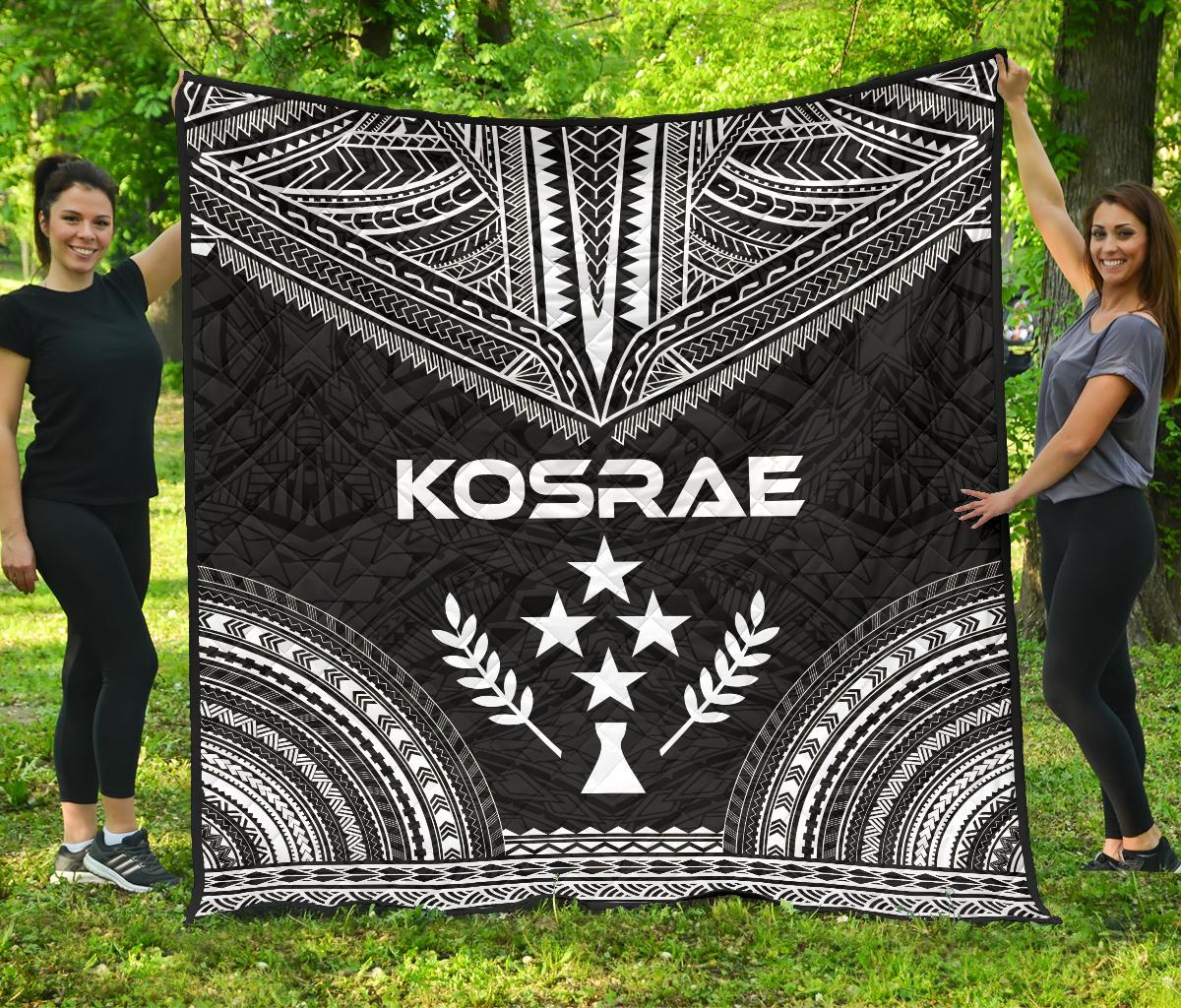 Kosrae Premium Quilt - Kosrae Flag Polynesian Chief Black Version Black - Polynesian Pride