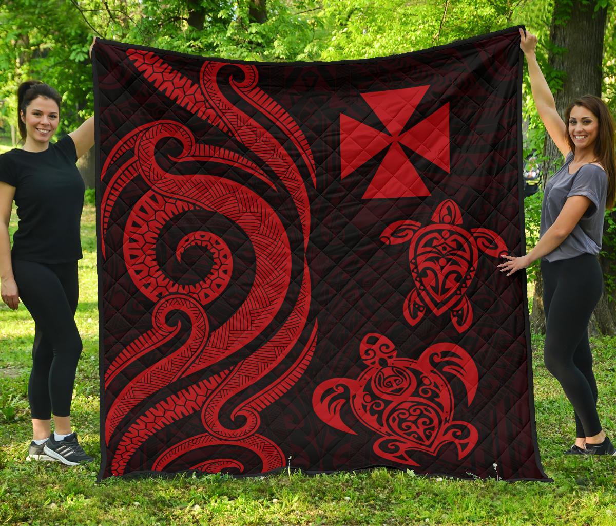 Wallis and Futuna Premium Quilt - Red Tentacle Turtle Red - Polynesian Pride
