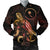 Chuuk Polynesian Men's Bomber Jacket - Turtle With Blooming Hibiscus Gold Gold - Polynesian Pride