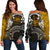 Samoa Women's Off Shoulder Sweater - Samoa Seal Wave Style (Gold) Gold - Polynesian Pride