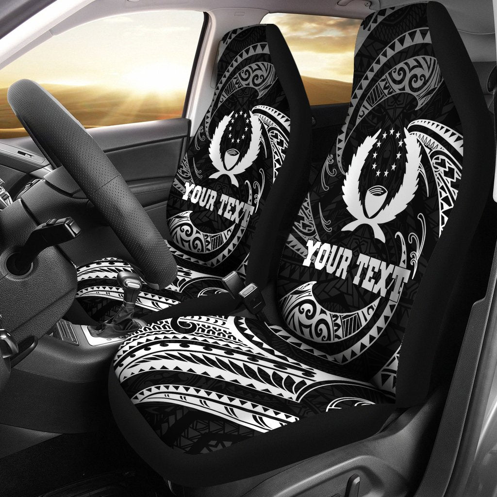 Pohnpei Micronesian Custom Personalised Car Seat Covers - White Tribal Wave Universal Fit White - Polynesian Pride