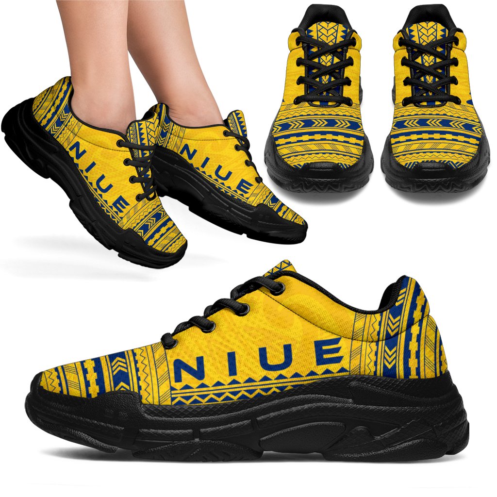 Niue Chunky Sneakers - Polynesian Chief Flag Version - Polynesian Pride