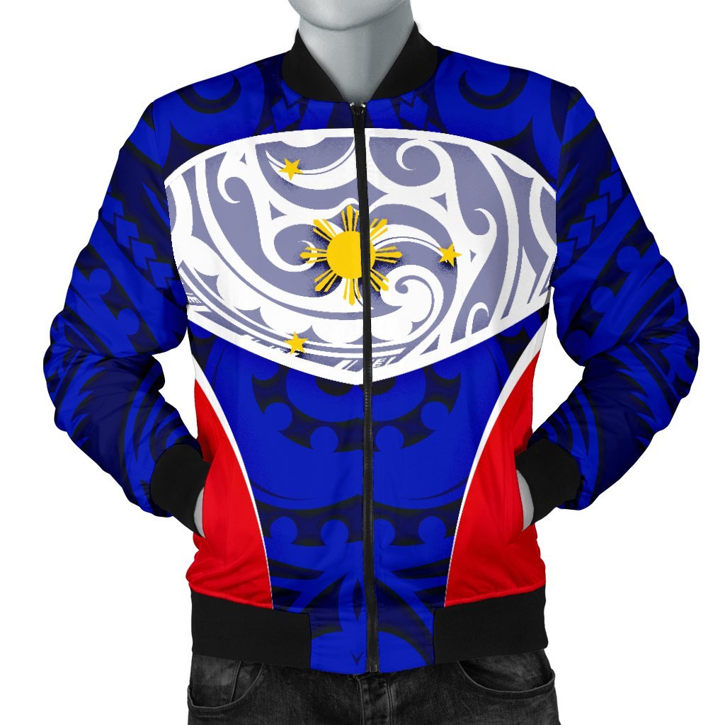 Philippines Men's Bomber Jacket - Polynesian Sport Style Blue - Polynesian Pride