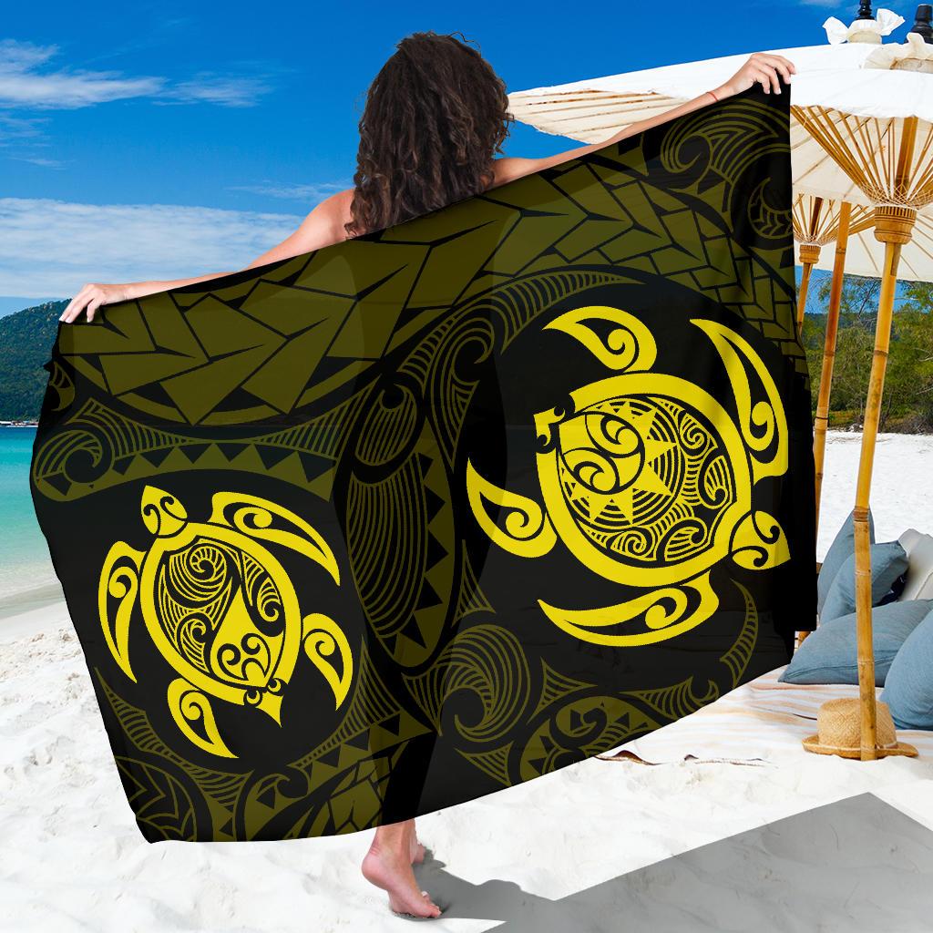 Hawaii Polynesian Turtle Sarong Yellow Premium Polyester One Size Yellow - Polynesian Pride