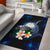 Marshall Islands Polynesian Area Rug - Turtle With Plumeria Flowers Blue - Polynesian Pride