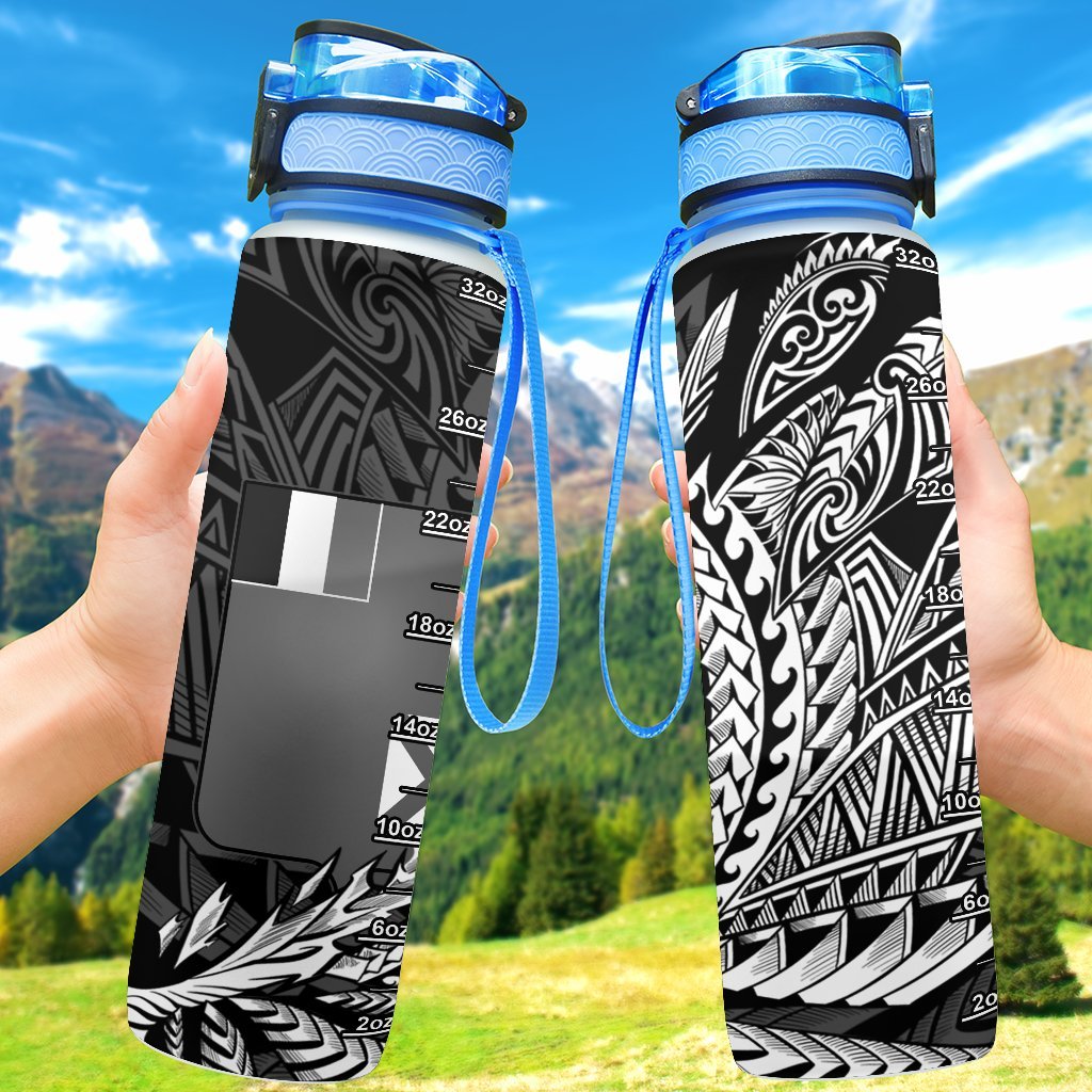 Wallis And Futuna Hydro Tracking Bottle - Wings Style Hydro Tracking Bottle - Wallis And Futuna 32oz Large Black - Polynesian Pride