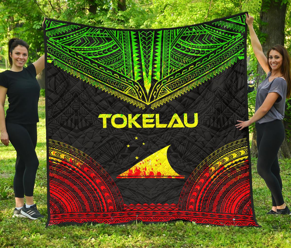 Tokelau Premium Quilt - Tokelau Flag Polynesian Chief Reggae Version - Polynesian Pride
